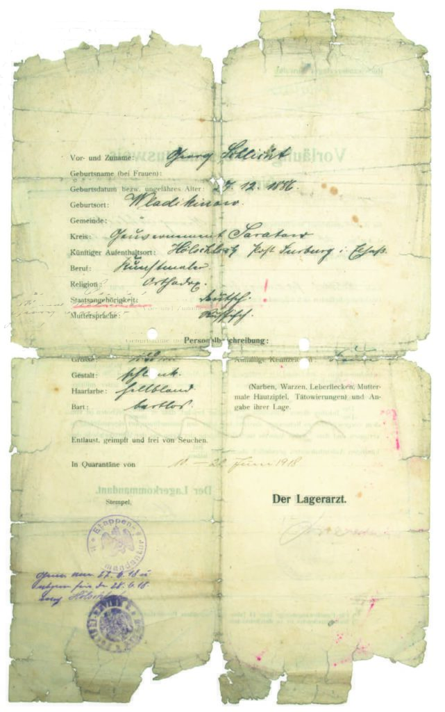 Vorläufiger Personalausweis von Georg Schlicht, 1918. Georg Schlicht- Stiftung, Eisenach