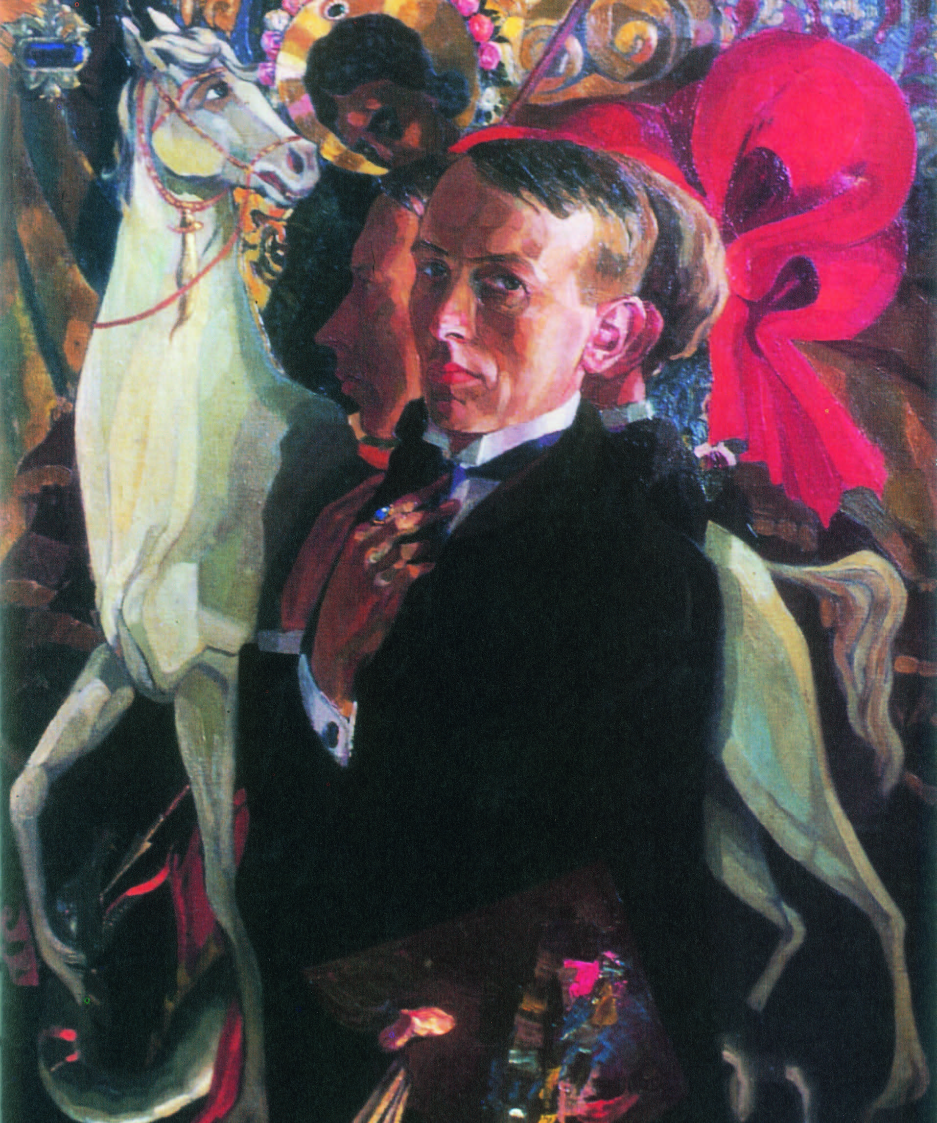 Georg Schlicht: Selbstbildnis mit Hl. Georg, der den Drachen besiegt. 1920, Öl auf Leinwand, 75 x 60 cm, Privatbesitz