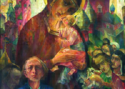Die Gottgebärende, die Wundertätige mit Selbstporträt und Lobpreisung der Heiligen, Öl auf Leinwand, 1926