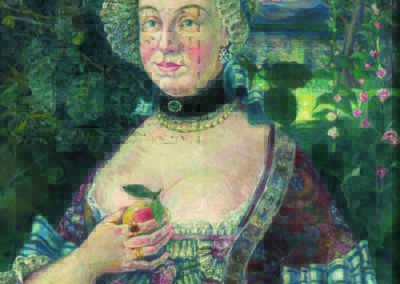 Porträt einer Dame in Rokokomanier, Öl auf Leinwand, o.J.