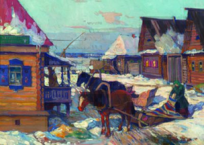 Vorfrühling in Sibirien, Öl auf Hartfaser, 1925