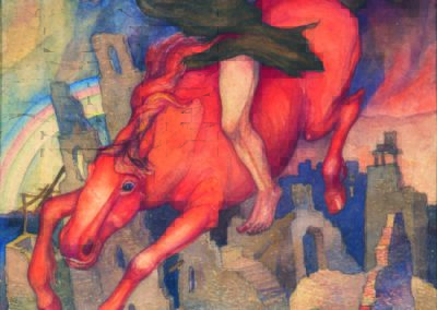 Apokalyptischer Reiter mit Atompilz I, Aquarell, 1945
