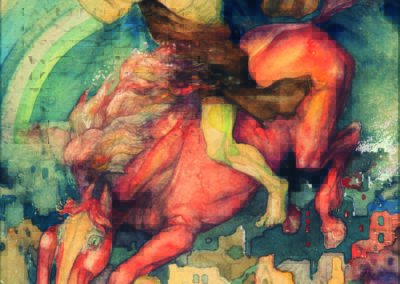 Apokalyptischer Reiter mit Atompilz II, Aquarell, 1945